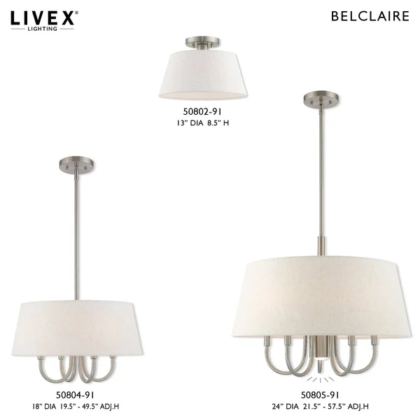 Livex Lighting 50804-92 Belclaire 4-Light Pendant Chandelier - English Bronze
