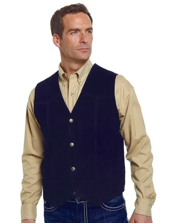 Cripple Creek Outerwear Vest Mens Suede Buttons ML3061T Black