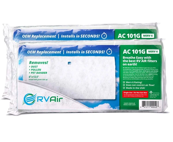 RV Air RV AC Filter, 2 Filters AC 101G Air Filters for RV Air Conditioner, Made in USA RV Filter to Replace Standard RV Air Co