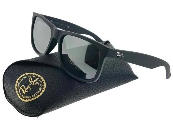 Ray Ban RB4165 Justin Sunglasses - 622/6G Rubber Black/Grey Mirror Silver