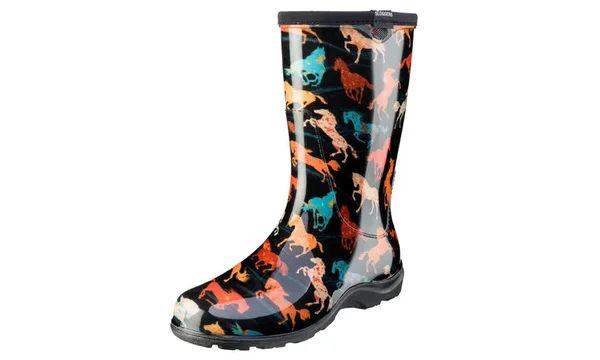 Sloggers Women's Waterproof Garden Boot, Horse Spirit Black, 6