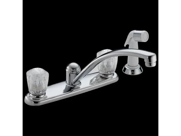 Delta 2402LF Classic Chrome Two Handle Kitchen Faucet with Spray