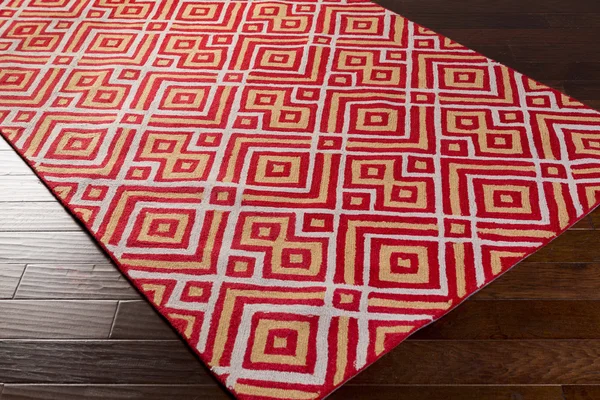 Loyalhanna 6& Round Modern 100% Polyester Dark Red/Medium Gray/Camel Area Rug - Hauteloom