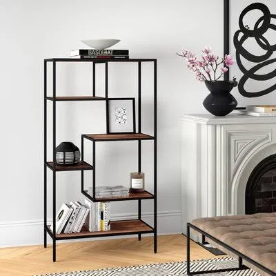 Dima Reclaimed Wood Etagere Bookcase Mercury Row