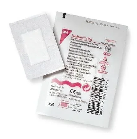 Medipore +Pad Soft Cloth Adhesive Wound Dressings - 2 x 2-3/4 Inch-Case of 200