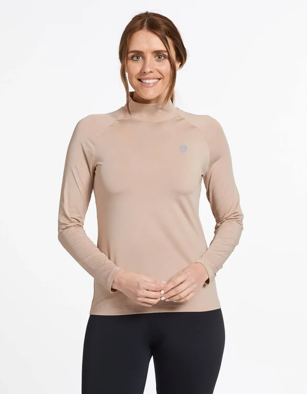 UPF 50+ Sun Protective Turtleneck Base Layer for Women, Solbari Silver