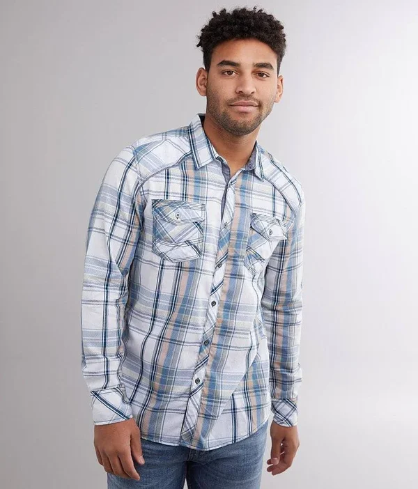 Bke Plaid Athletic Shirt - Blue Small, Men's