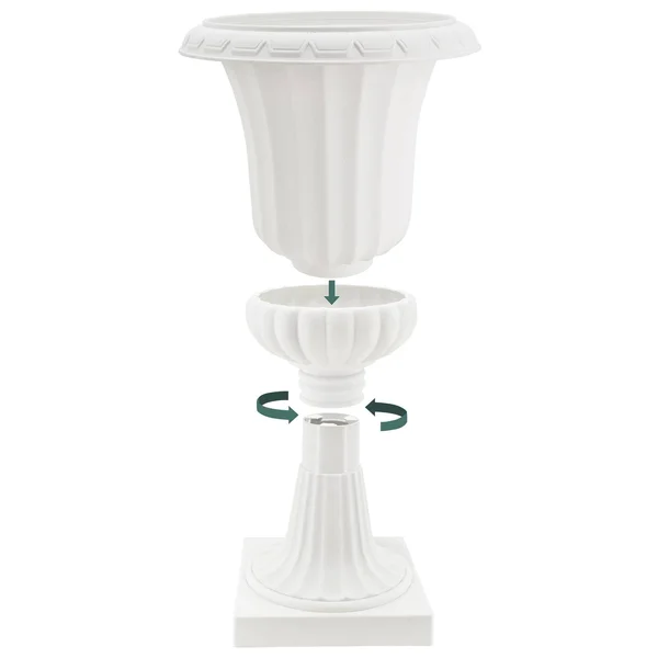 Arcadia Garden Products PL50WT-2 Deluxe Plastic Urn White Pack of 2 10x22 X17