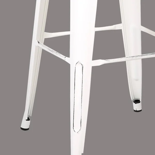 Backless Distressed Metal Barstool - White 24 -Inch, Set of 2