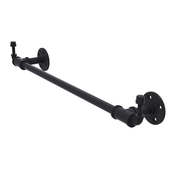 Allied Brass Pipeline Collection Towel Bar with Integrated Hooks - Matte Black - 30 inch