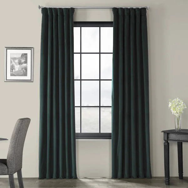HPD Half Price Drapes VPCH-181202-84 Signature Blackout Velvet Curtain (1 Panel) - 50 x 84, Blackforest Green