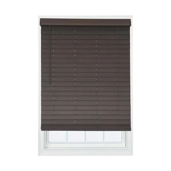 Allen + Roth 2.5-in Slat Width 33-in x 72-in Cordless Brown Faux Wood Room Darkening Horizontal Blinds - DFHSC3672-33