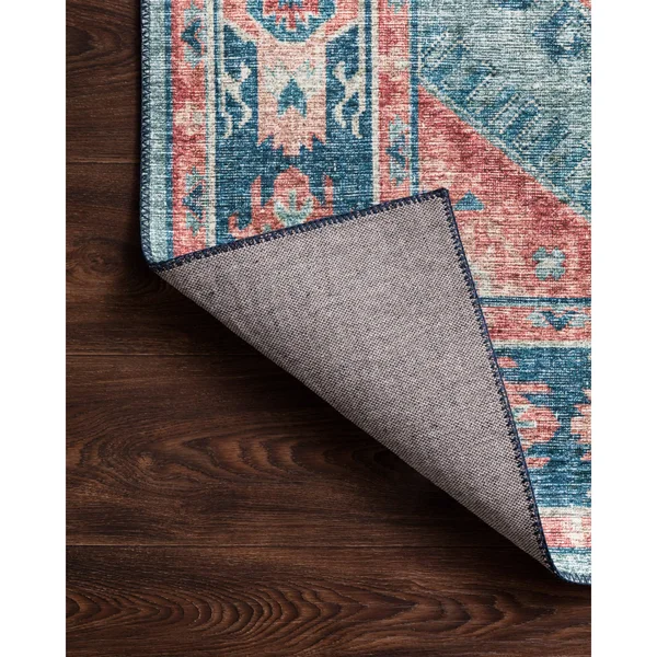 Alexander Home Leanne Traditional Distressed Printed Area Rug - Size: 9& x 12&, Blue