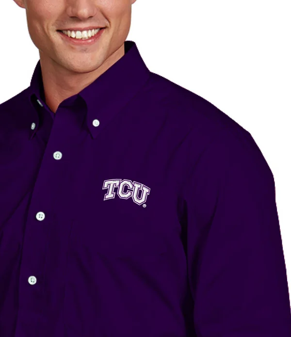 Antigua LSU Tigers Purple Dynasty Woven Long Sleeve Button-Down Shirt Size: Large