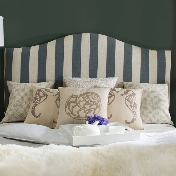 Safavieh MCR4619W Connie Grey/White Stripe Headboard Full