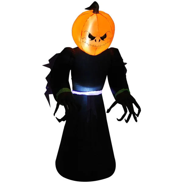 HOMCOM 7ft Tall Inflatable Halloween Pumpkin Reaper Light Up Yard Decoration with LED Lights and Fan