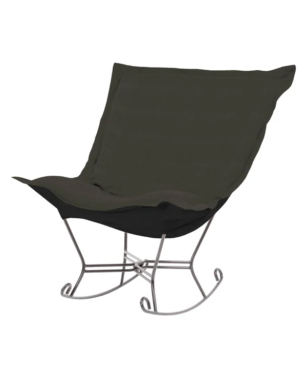 Howard Elliott Sterling Charcoal Scroll Puff Rocker - Titanium Frame
