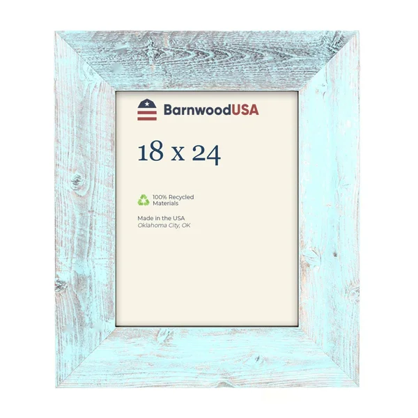 Rustic Farmhouse 3-Inch Picture Frame, Robins Egg Blue 18x24