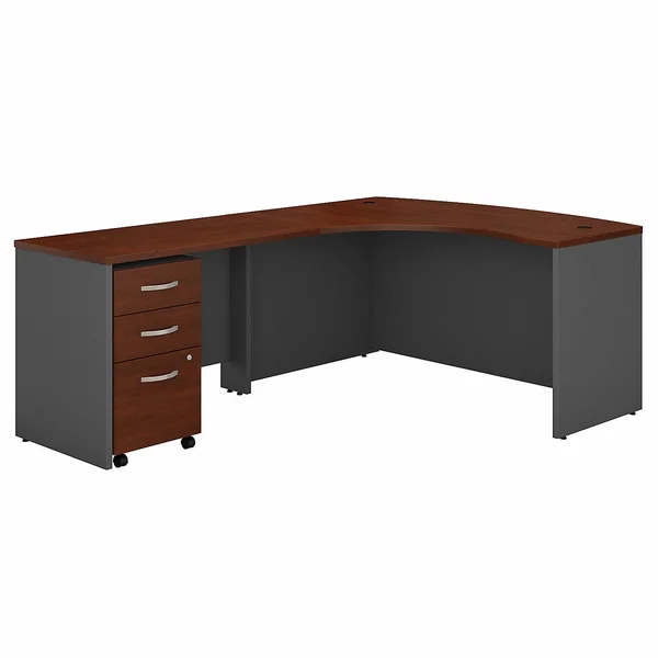 Bush Business Furniture SRC007HCLSU Series C Left Handed L-Shaped Desk with Mobile File Cabinet - Hansen Cherry