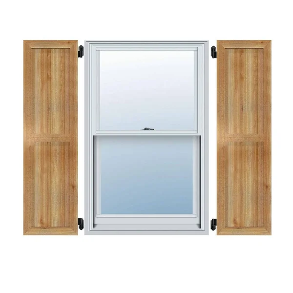 6 3/4x22W x 50x22H TimberCraft Two 3 3/8x22 Boards Framed Board-n-Batten Shutters - Rough Sawn Western Red Cedar (Per Pair)