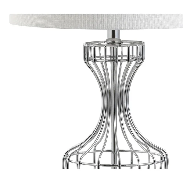 Jonathan Y Chrome Honore 28x22 Metal Wire Frame LED Table Lamp