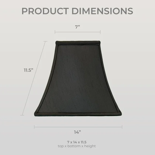 Royal Designs Square Bell Lamp Shade, Black, 7x14x11.5 - Set of 2