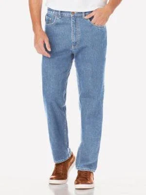 Scandia Woods Men's Relaxed-Fit Side-Elastic Jeans - Bleach Denim 46 S