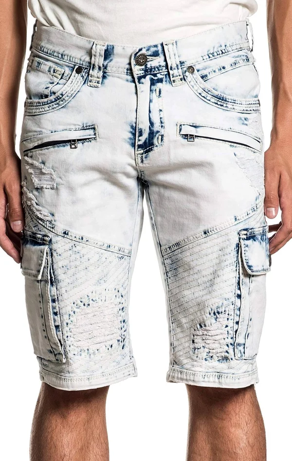 Affliction Hunter Fallen Fulton 110DS105 New Denim (Blue) Fashion Cargo Shorts for Men, Size: 38
