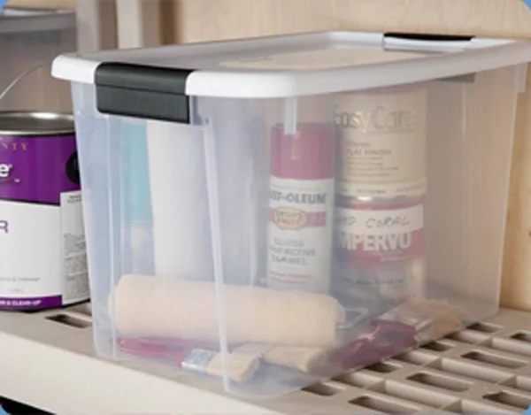 Sterilite 1985 30 Quart Ultra Latch Clear Storage Box with White Lid (42 Pack)