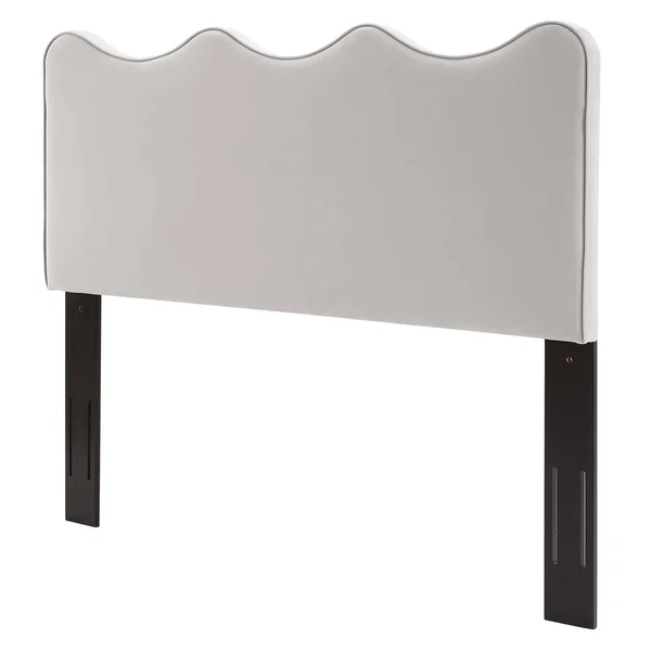 Monrovia Light Grey Velvet Upholstered Full/Queen Size Headboard