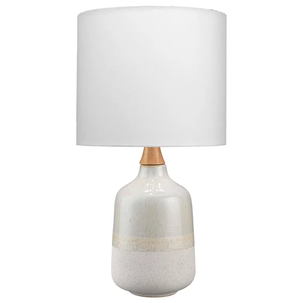 Jamie Young Alice Table Lamp in Cream Light Blue Ceramic with Drum
