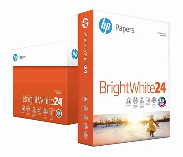 HP Printer Paper - BrightWhite24, 8.5 x 11, Letter, 24lb, 97 Bright, 2, 500 Sheets