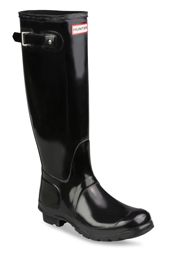 Hunter Women's Original Tall Gloss Rain Boot, Size: 5, Black
