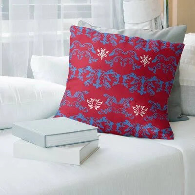 Houston Throwback Football Baroque Square Pillow Cover East Urban Home Color: Burgundy/Blue/White - Size: 18x22 x 18