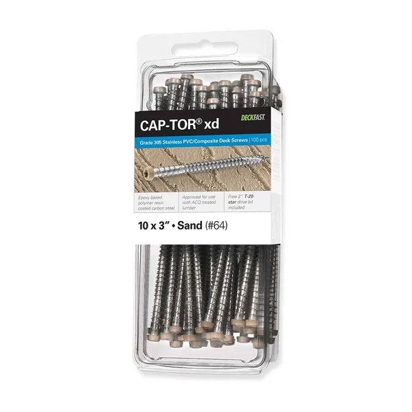 Starborn Industries Cap-Tor XD Screws for PVC & Composite Decking - Accessory Pack - 305 Stainless Steel - #10 x 2-1/2x22