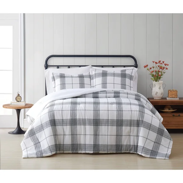 Cottage Classics Cottage Plaid Comforter Set White Full/Queen