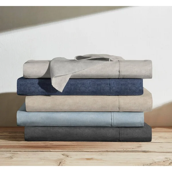 Brielle Home 100% Organic Cotton Heather Printed Sheet Set California King - Taupe