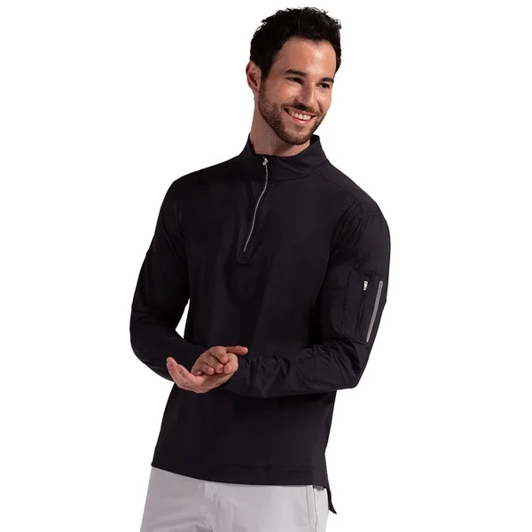 Bloquv Men's Mock Zip Long Sleeve UV Top - Size: XL, Black