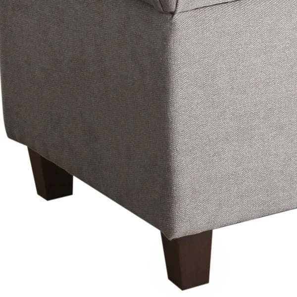 Fabric Upholstered Button Tufted Wooden Bench with Hinged Storage - Gray and Brown - As Pictured