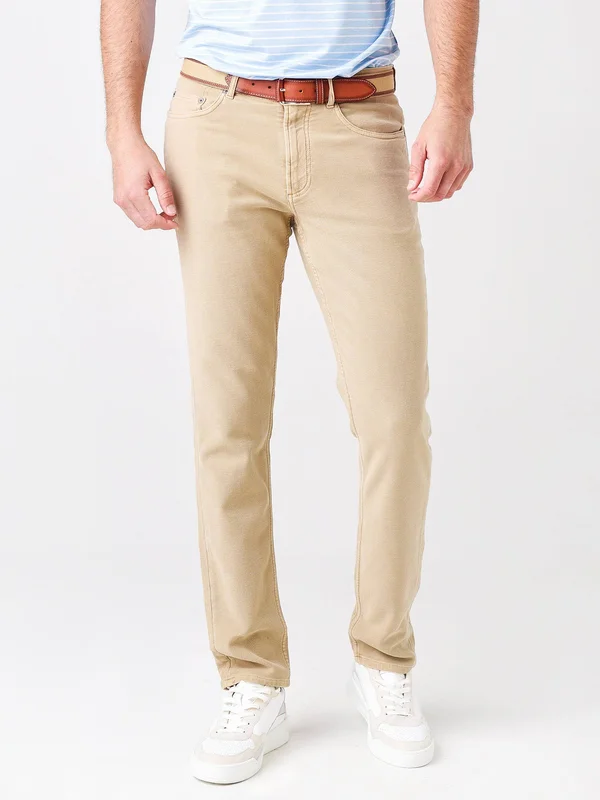 Faherty Stretch Terry 5-Pocket Pants - Size 42 in Sand at Nordstrom