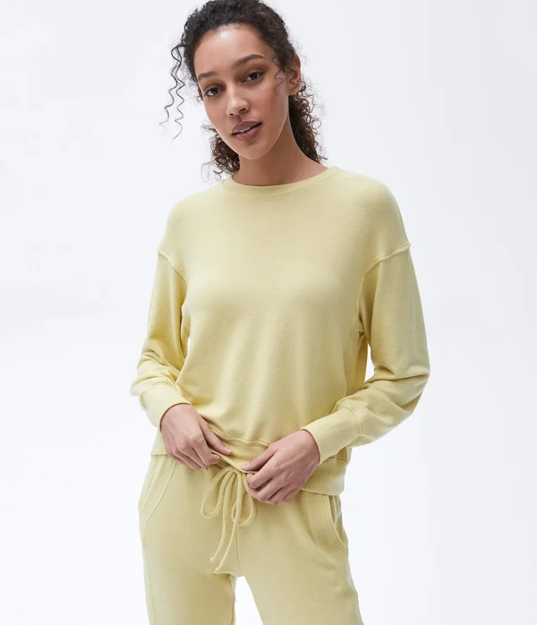 Michael Stars Gigi Crew Neck Top Pullover in Pink, Size XL