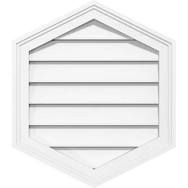 Ekena Millwork GVPVP24X3402SF-04 24x22W x 34x22H Vertical Peaked Surface Mount PVC Gable Vent 4/12 Pitch: Functional - w/ 2x22W x