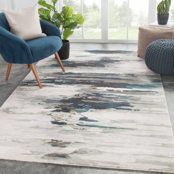 Juniper Home Tennyson Handmade Abstract Teal/ Gray Area Rug - 5& x 8&