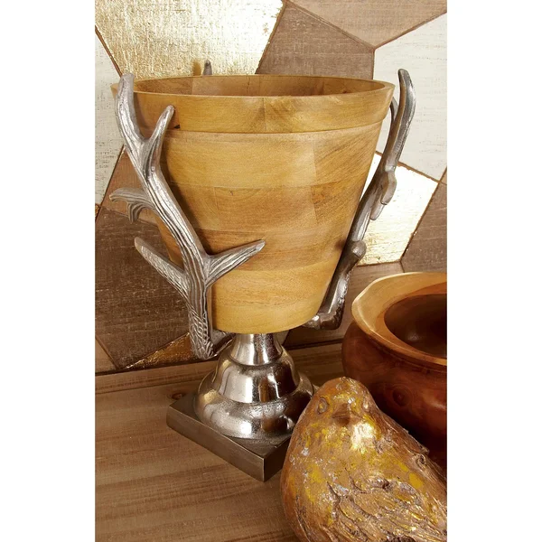 68882 Unique Aluminum Wood Antler Bowl