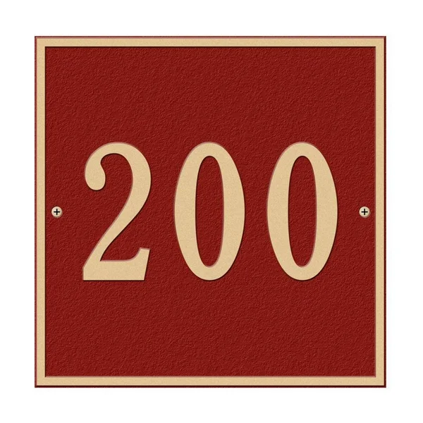 Whitehall Products Square Standard Wall 1-Line Address Plaque - Red/Gold