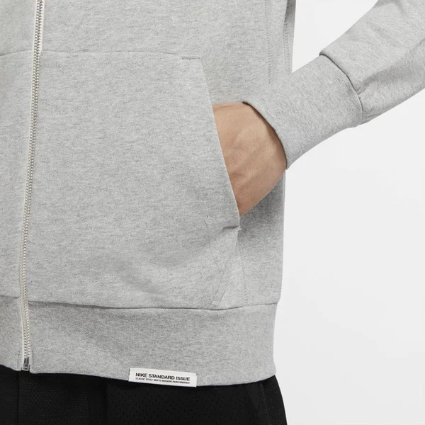 Nike Men's Dri-Fit Standard Issue Full-Zip Basketball Hoodie, Small, Dark Grey Heather