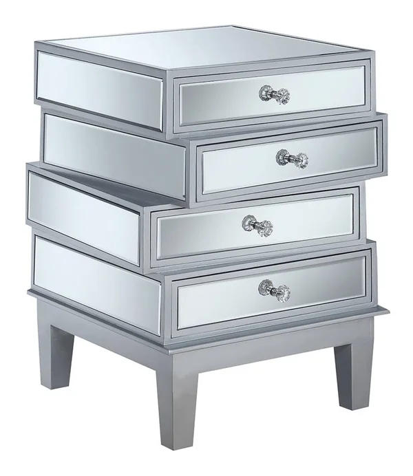 Convenience Concepts Gold Coast J Daniels End Table Silver & Mirror - 26.5 x 19 x 19.25 in. HI709377