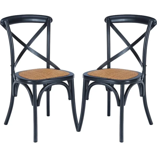 Poly and Bark Cafton Crossback Chair in Black (Set of 2)
