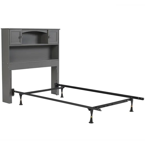 Bowery Hill Solid Wood Bookcase Twin Headboard in Gray
