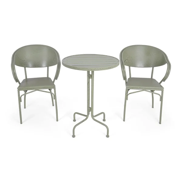 Palm Desert 3PC Iron Modern Bistro Set Crackle Green - Christopher Knight Home